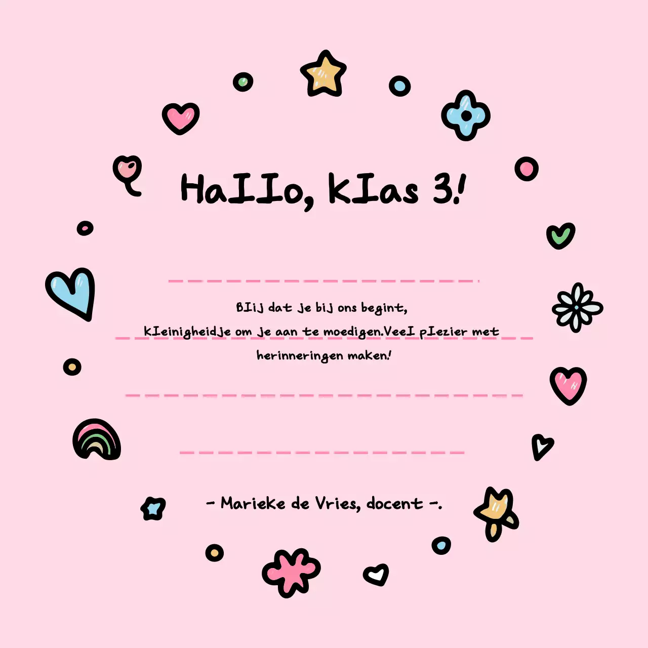 Roze baby nieuwe semestergroeten