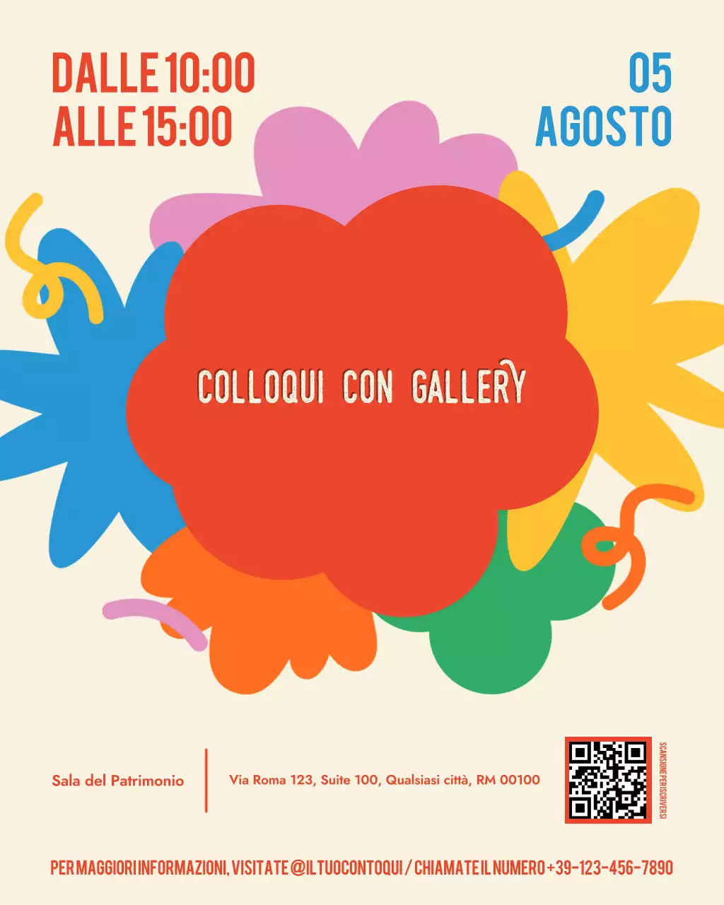 Annuncio dell'evento di arte e cultura retrò colorato