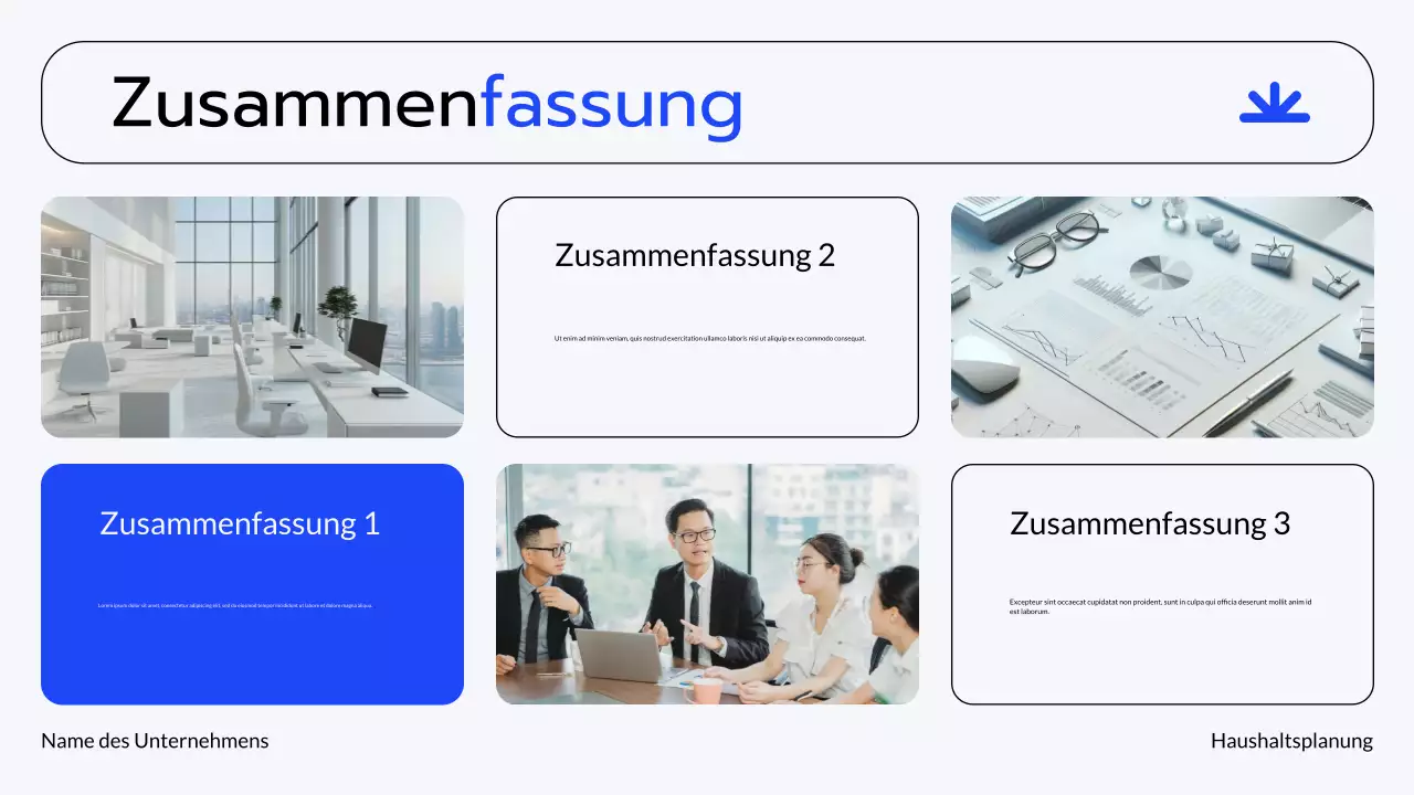 Blaugraue moderne Finanzplanung Präsentation