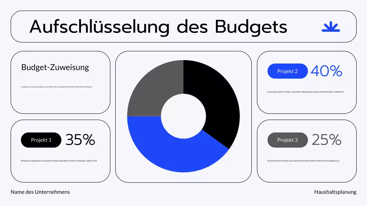 Blaugraue moderne Finanzplanung Präsentation