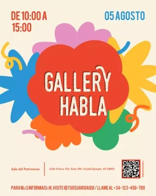 Anuncio de un evento colorido de arte y cultura retro