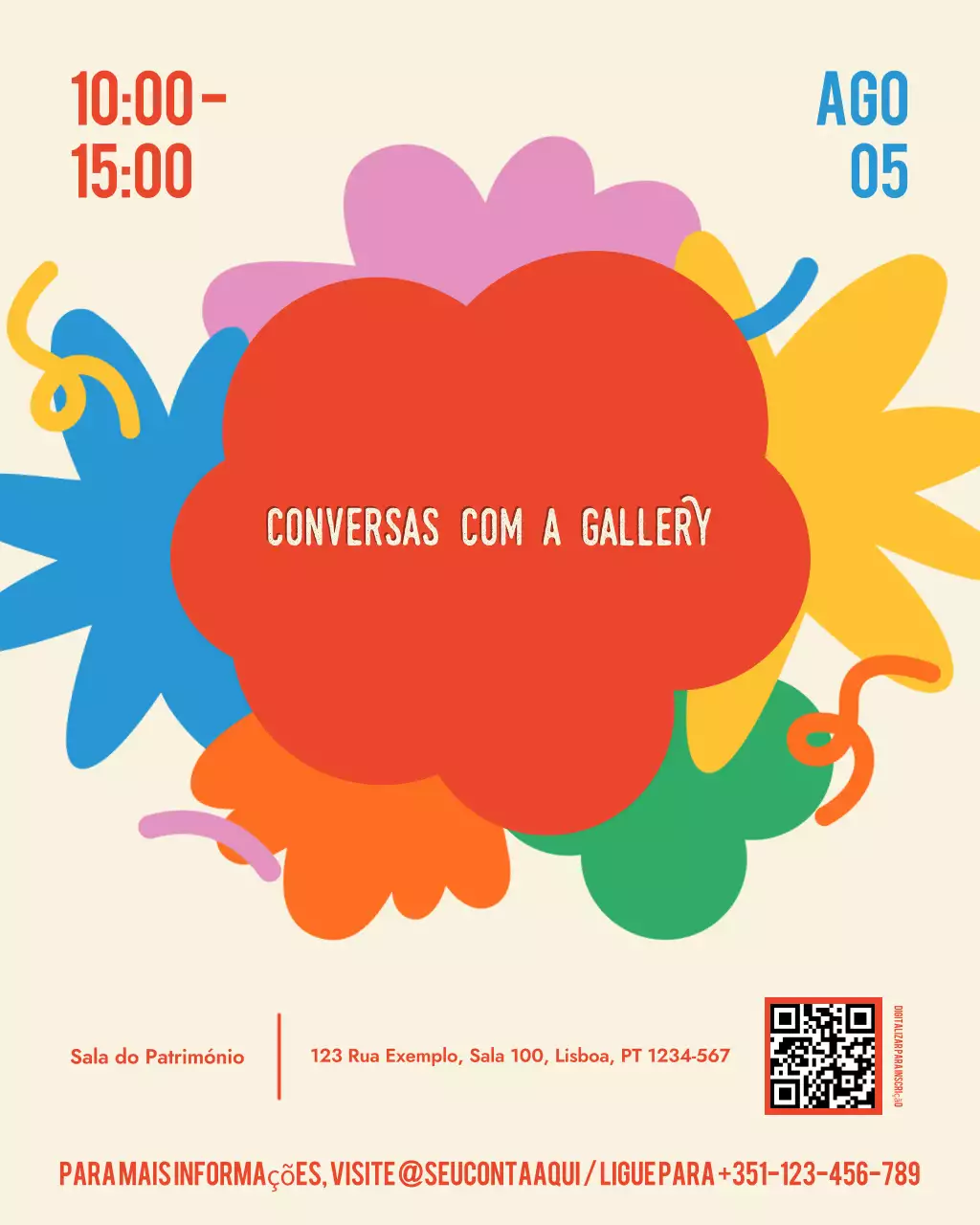 Anúncio de evento de arte e cultura retrô colorido