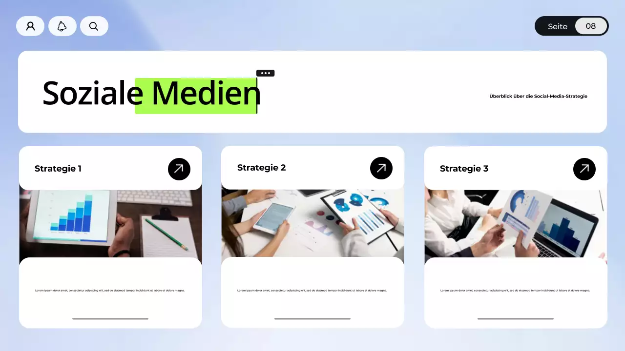 Blau-weiße digitale Marketingpräsentation