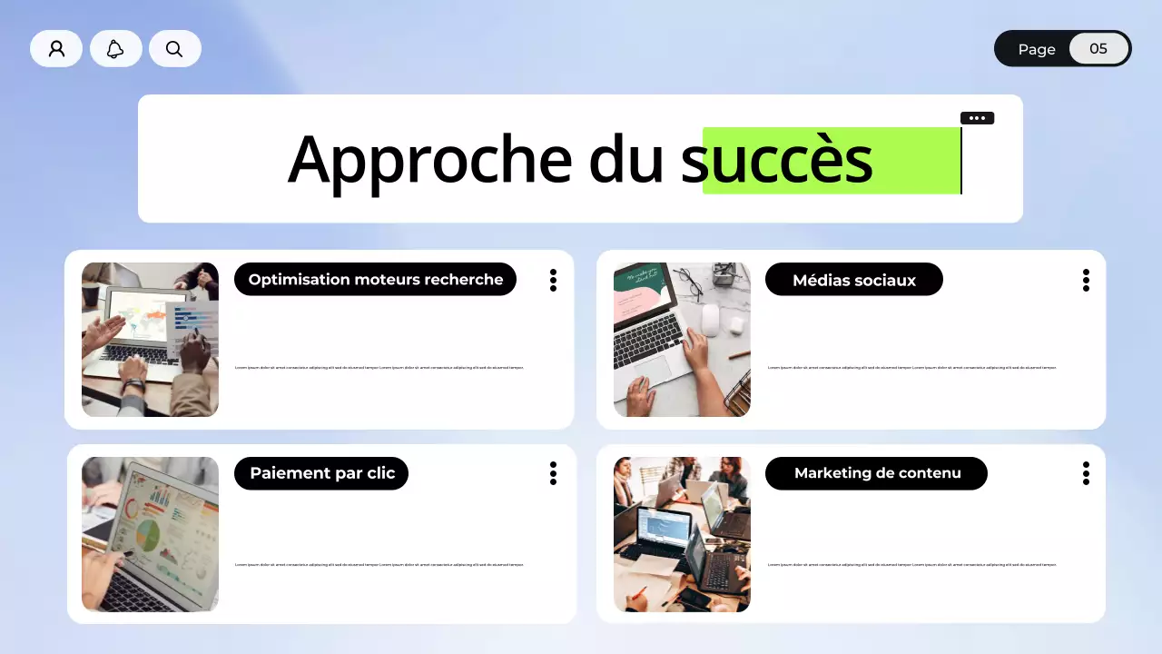 Présentation du marketing numérique bleu et blanc