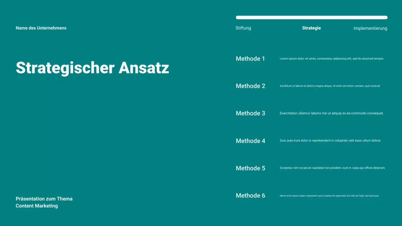 Blaugrüner, moderner, minimalistischer Content-Marketingplan