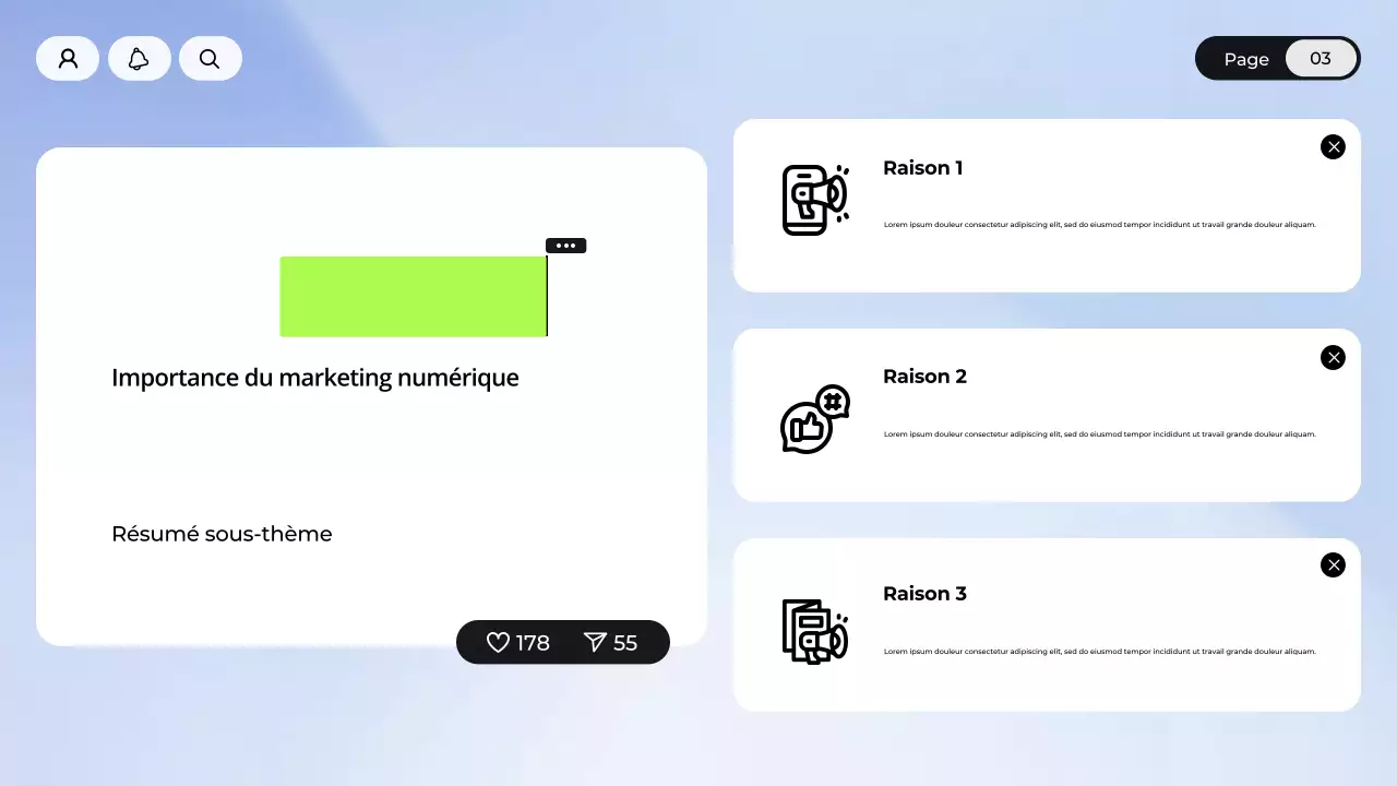 Présentation du marketing numérique bleu et blanc