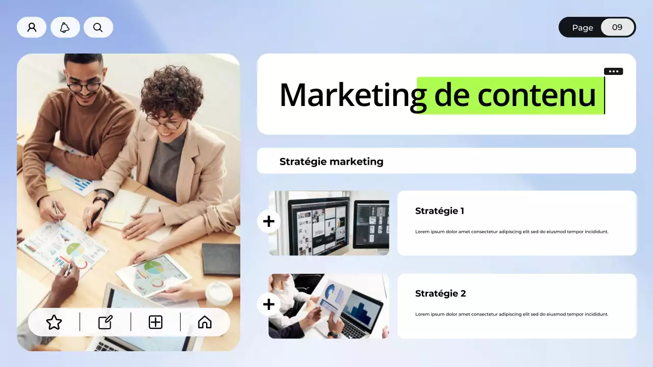 Présentation du marketing numérique bleu et blanc
