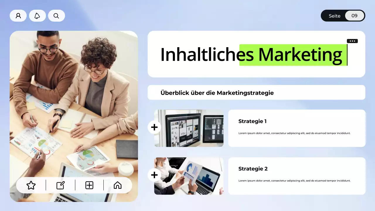 Blau-weiße digitale Marketingpräsentation
