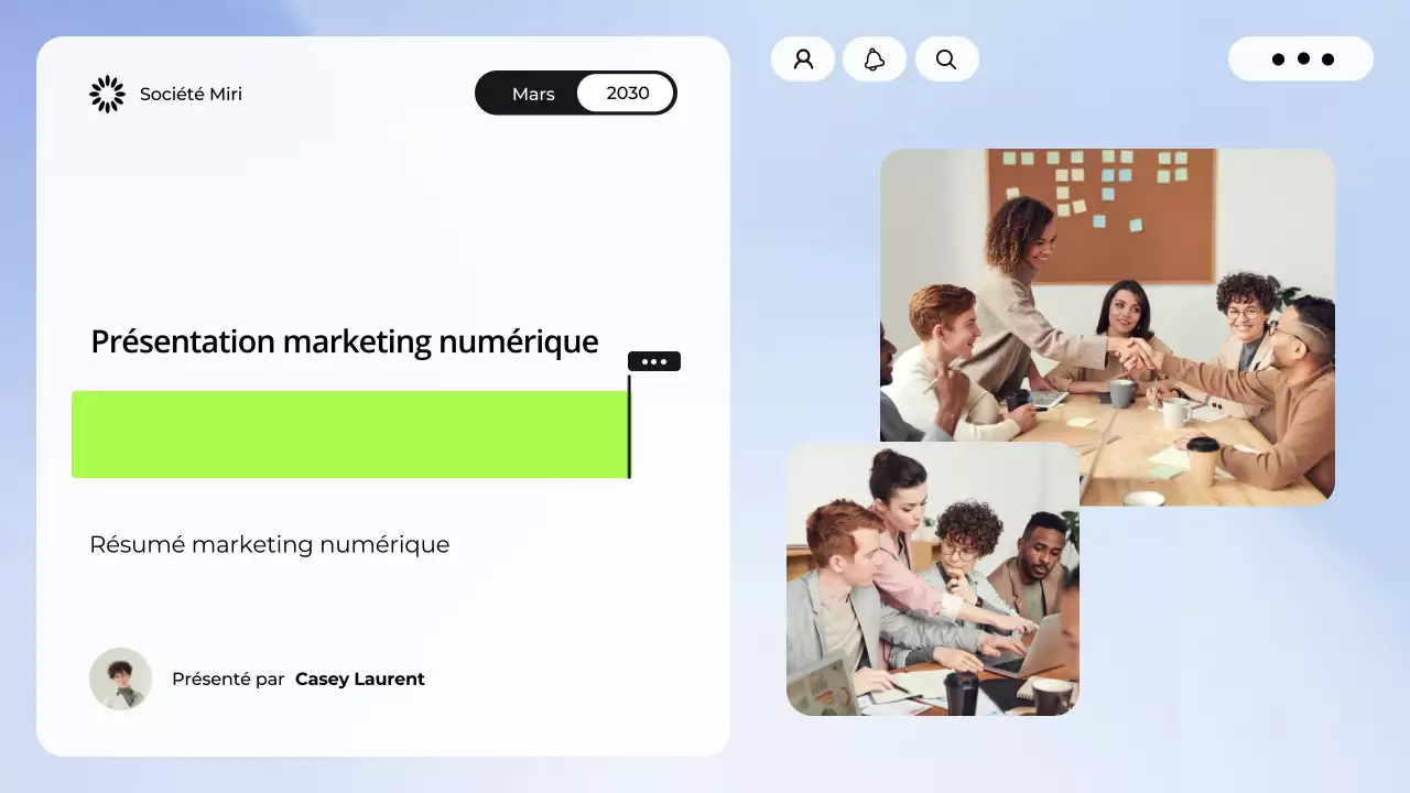 Présentation du marketing numérique bleu et blanc