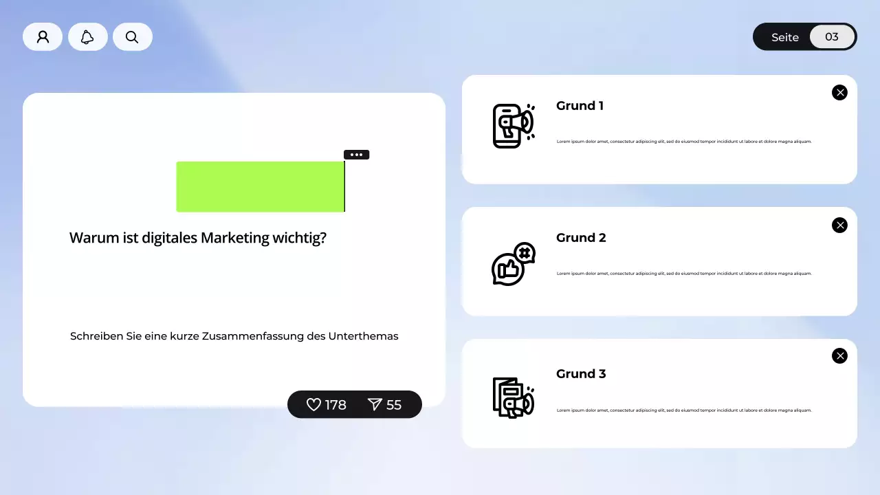 Blau-weiße digitale Marketingpräsentation