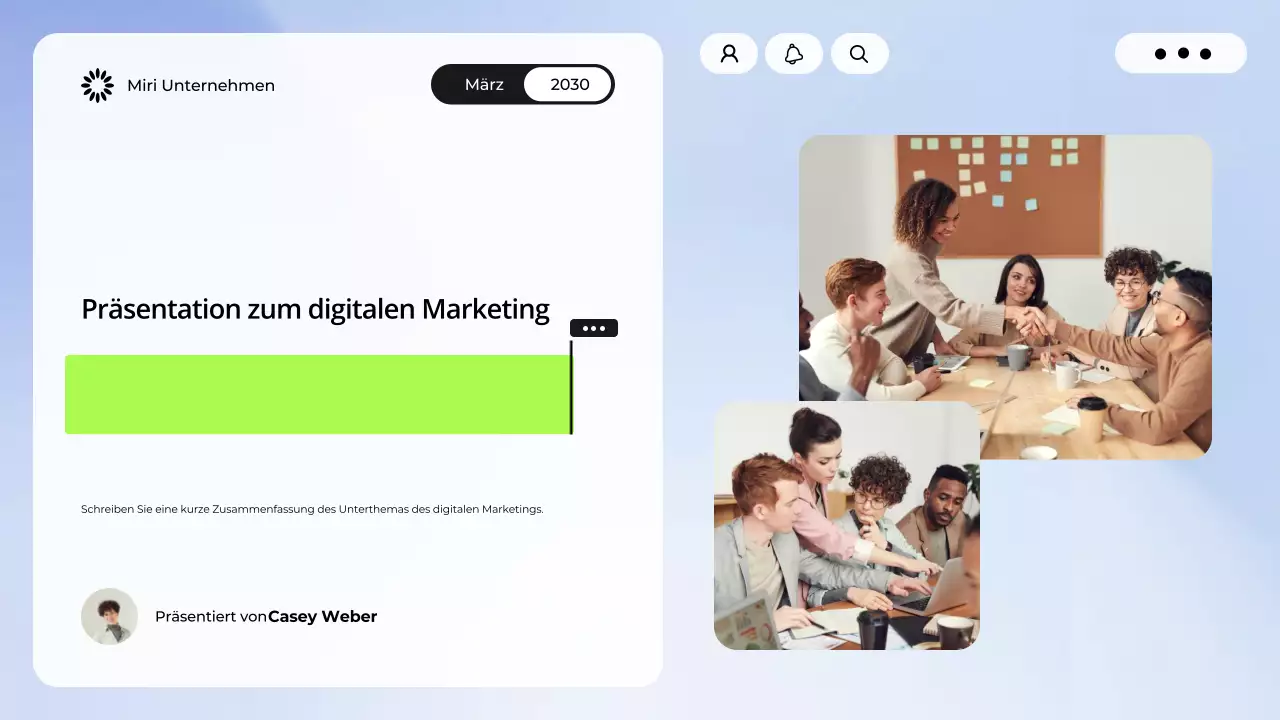 Blau-weiße digitale Marketingpräsentation