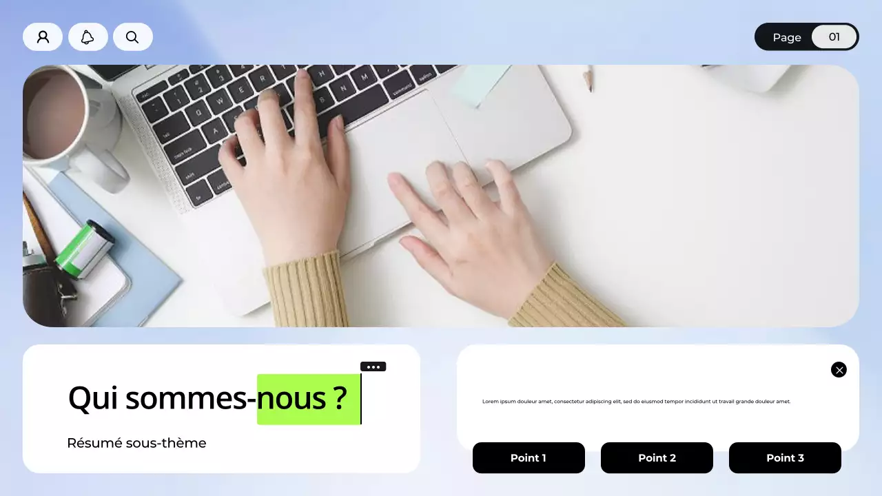 Présentation du marketing numérique bleu et blanc