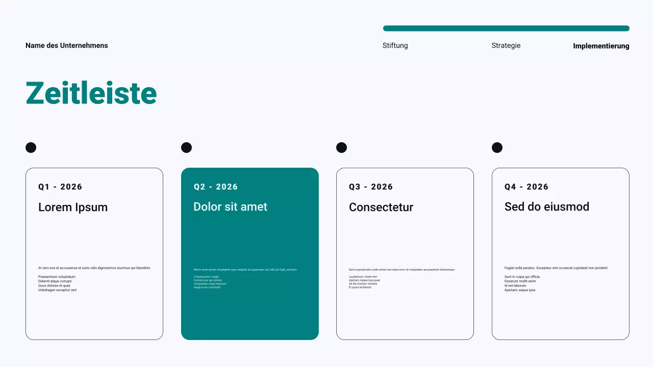 Blaugrüner, moderner, minimalistischer Content-Marketingplan