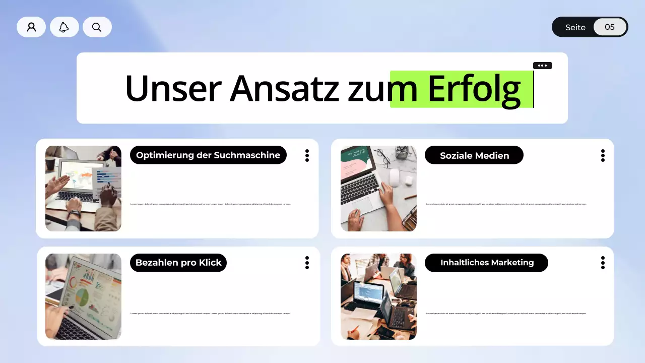 Blau-weiße digitale Marketingpräsentation