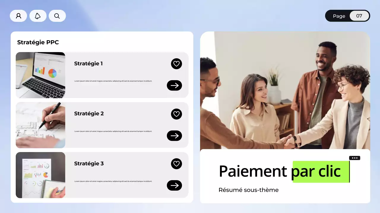 Présentation du marketing numérique bleu et blanc