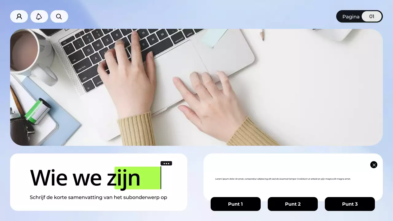 Presentatie van blauwe en witte digitale marketing