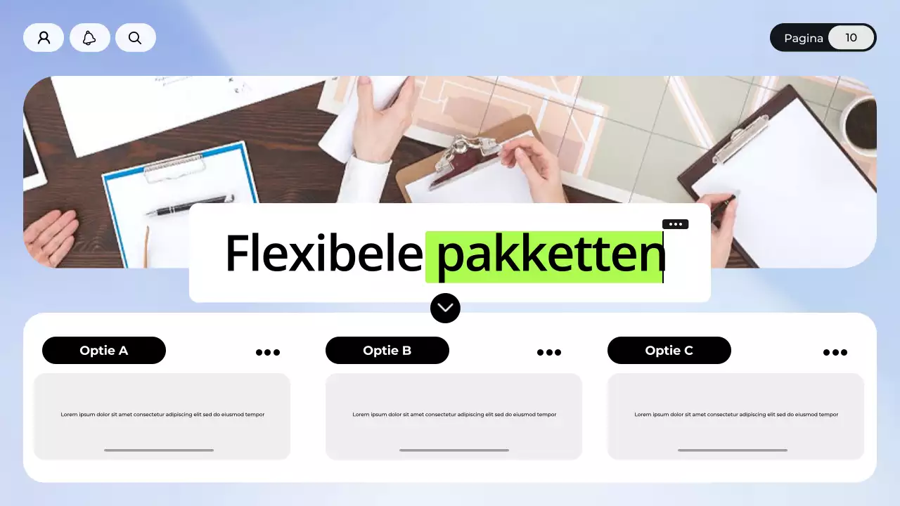 Presentatie van blauwe en witte digitale marketing