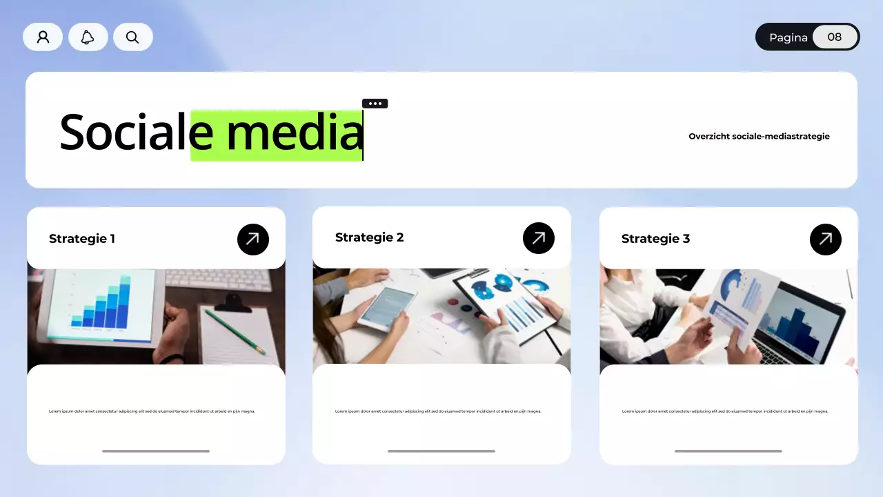 Presentatie van blauwe en witte digitale marketing