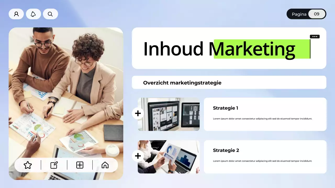 Presentatie van blauwe en witte digitale marketing