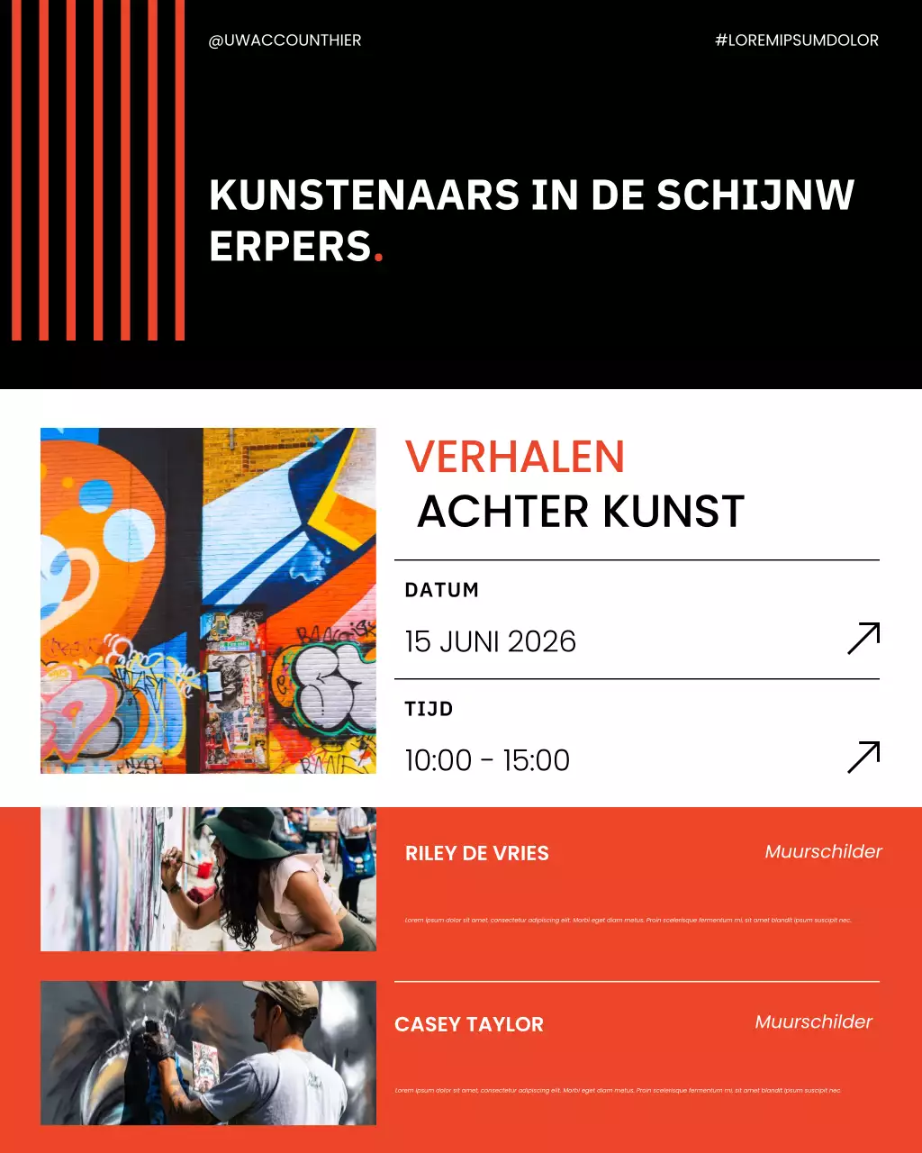 oranje stedelijke kunst tentoonstelling social media post