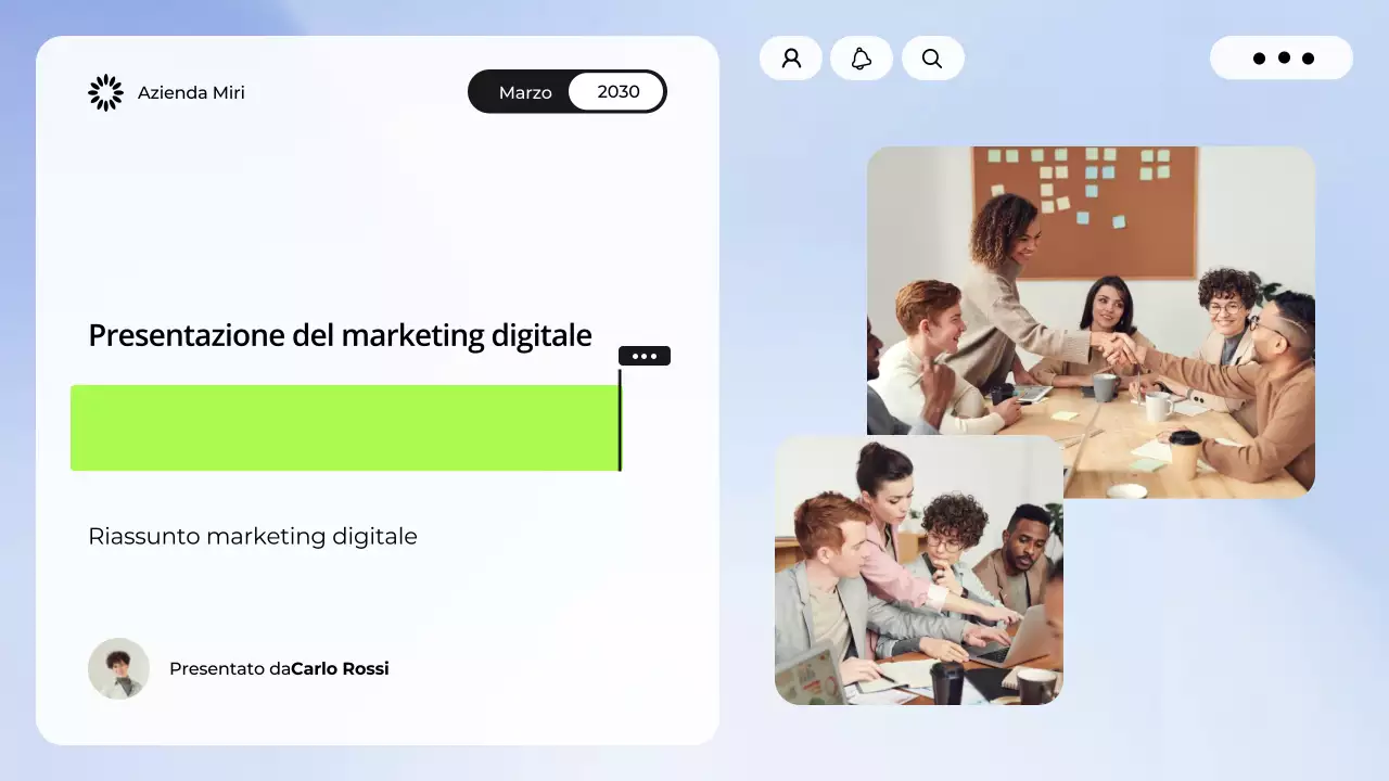 Presentazione di marketing digitale blu e bianco