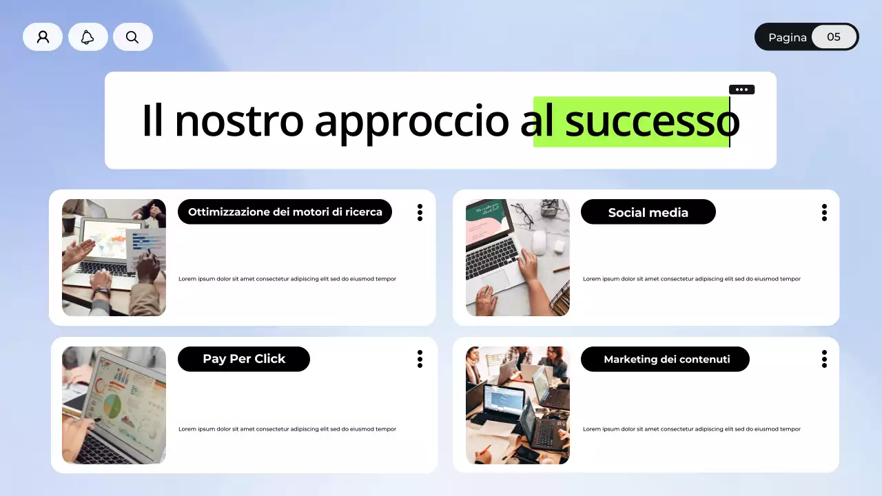 Presentazione di marketing digitale blu e bianco