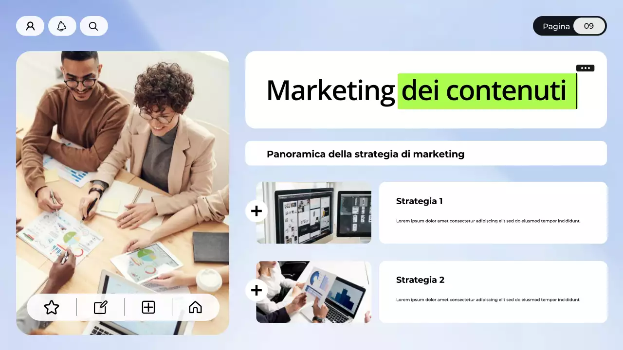 Presentazione di marketing digitale blu e bianco