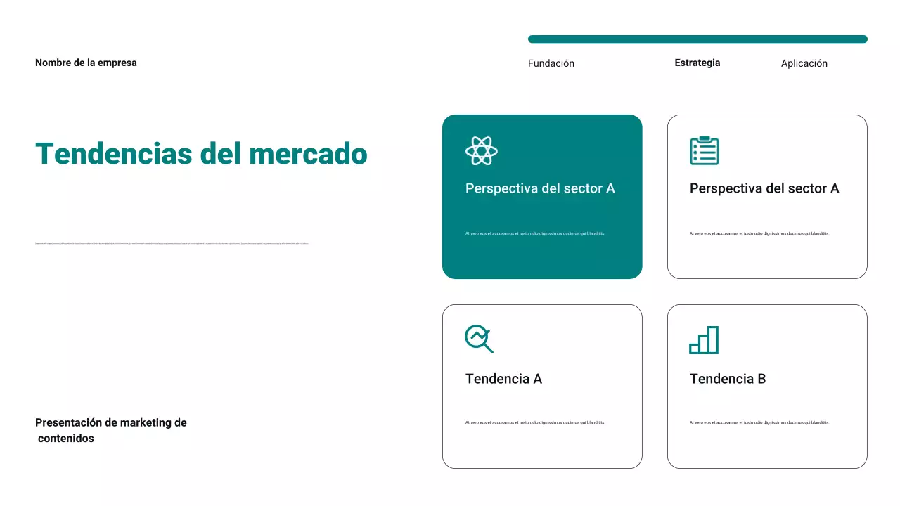 Plan de marketing de contenidos minimalista moderno en verde azulado