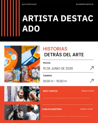 Publicación en redes sociales de la exposición de arte urbano naranja