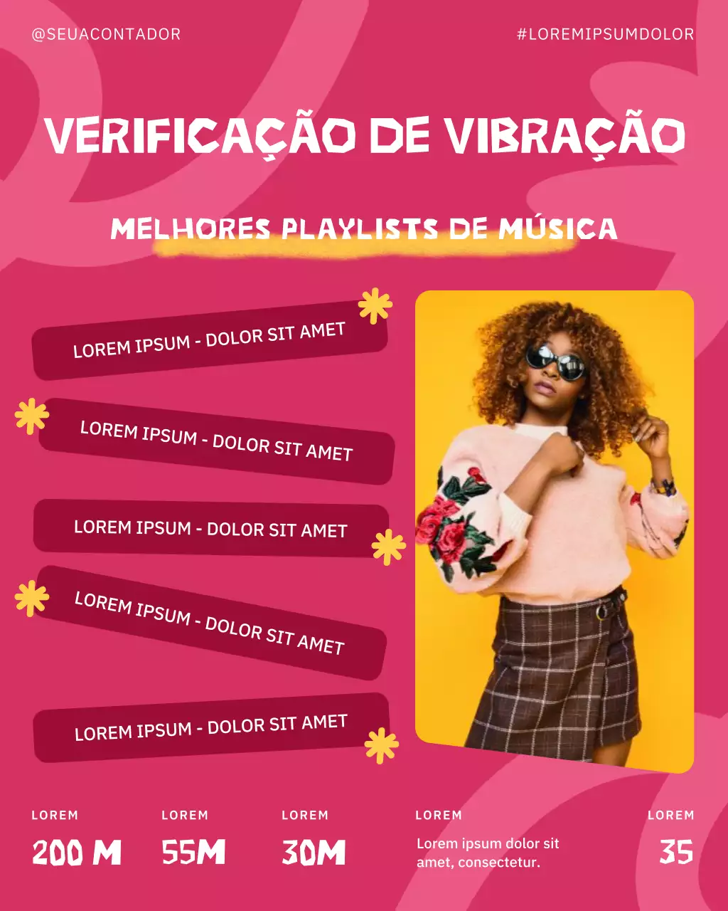 promoção de playlist de música da moda roxa postagem de mídia social