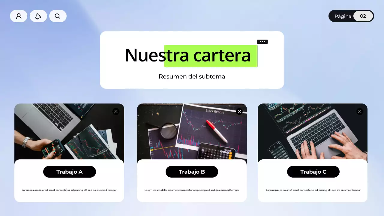 Presentación de marketing digital azul y blanco