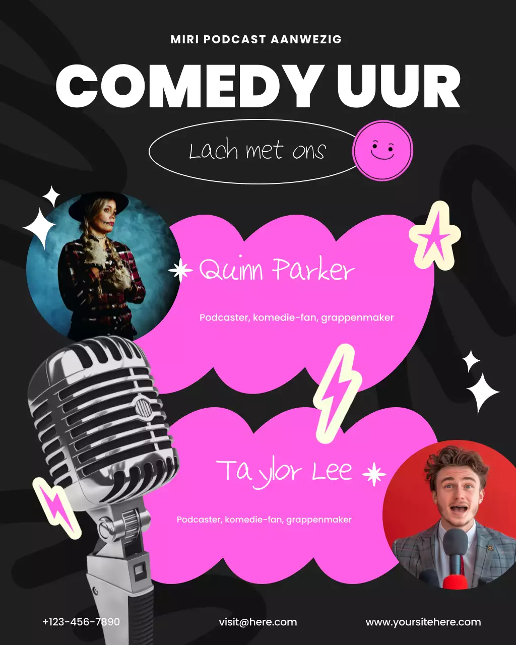 zwart en roze moderne podcast cover promotie instagram post