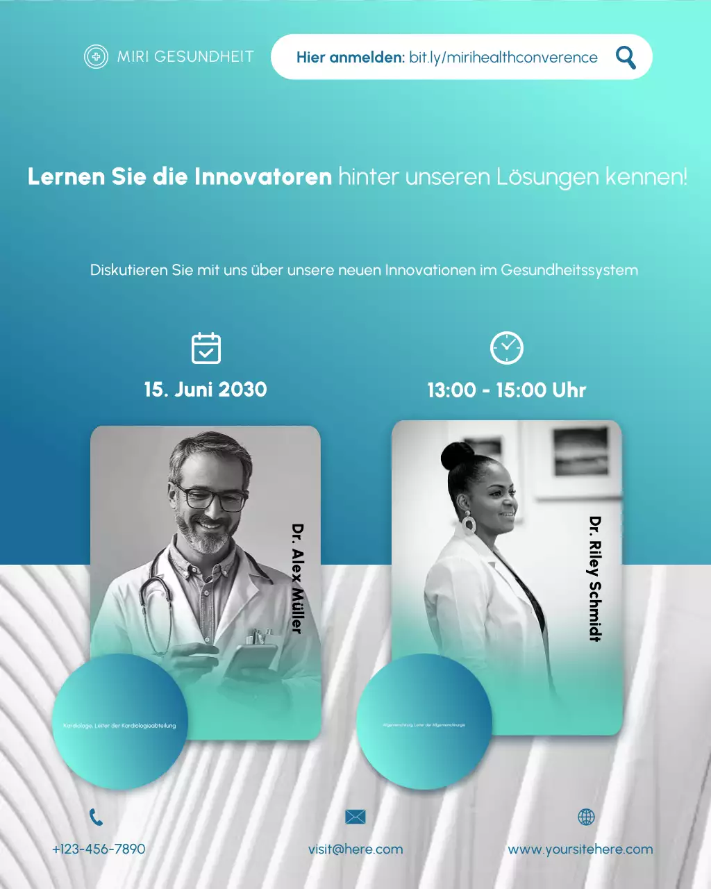 Ankündigung eines modernen Gesundheitsereignisses mit blaugrünem Farbverlauf auf Instagram