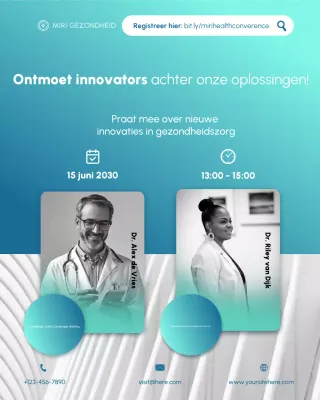 Instagram-bericht met aankondiging van een evenement in de gezondheidszorg in de kleur blauw