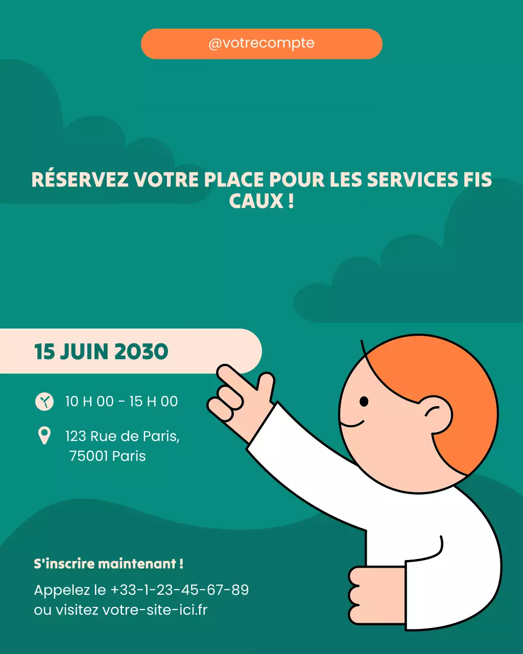 Annonce fiscale illustrée moderne bleu sarcelle et crème