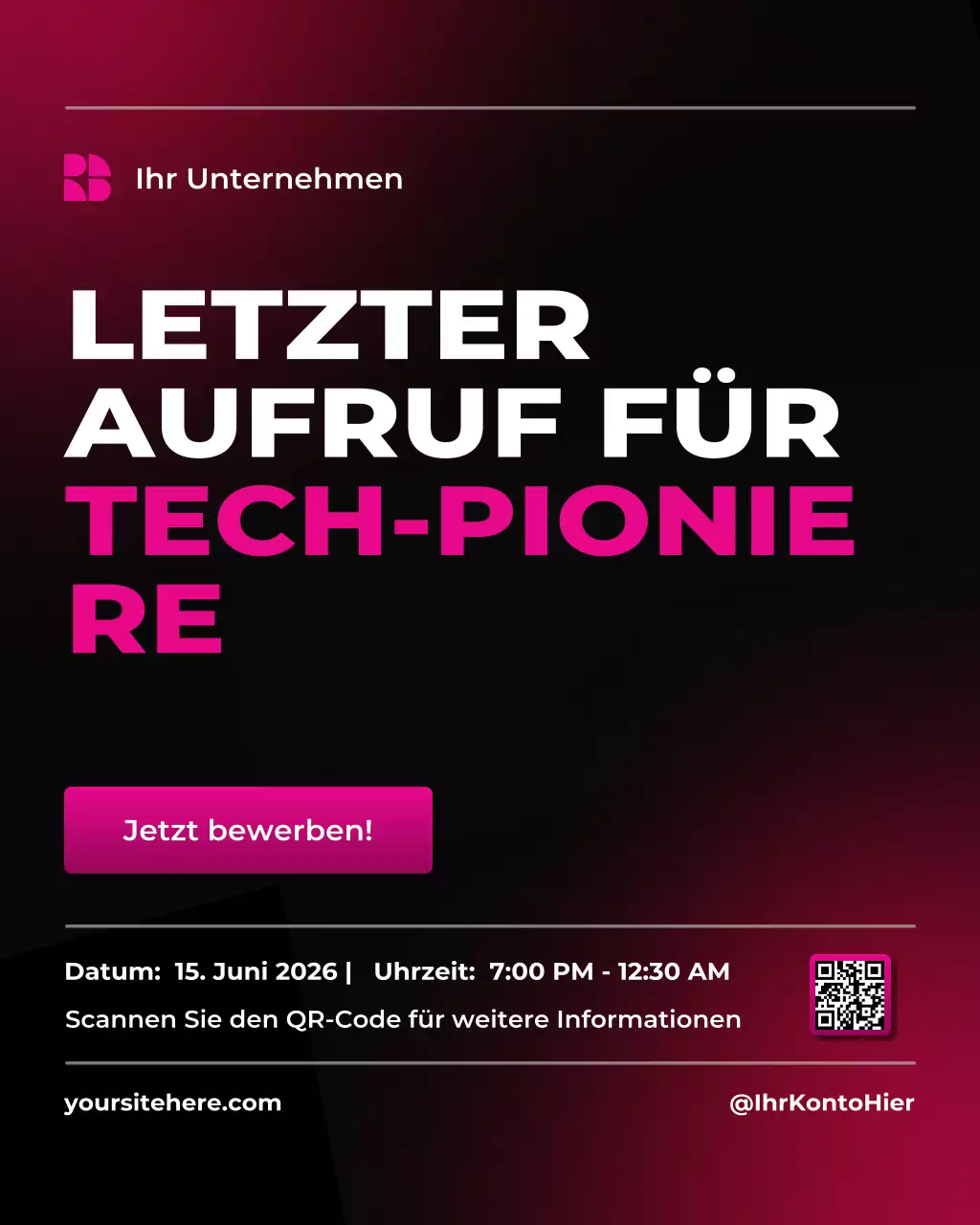 Ankündigung eines Tech-Events in Pink