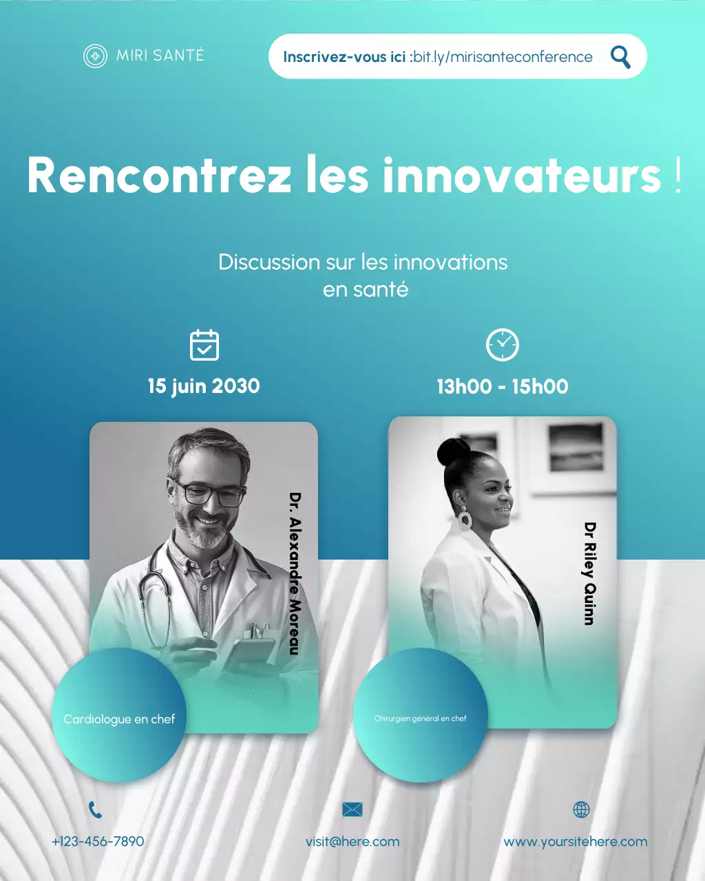 Annonce d'un événement de soins de santé modernes avec dégradé turquoise sur Instagram