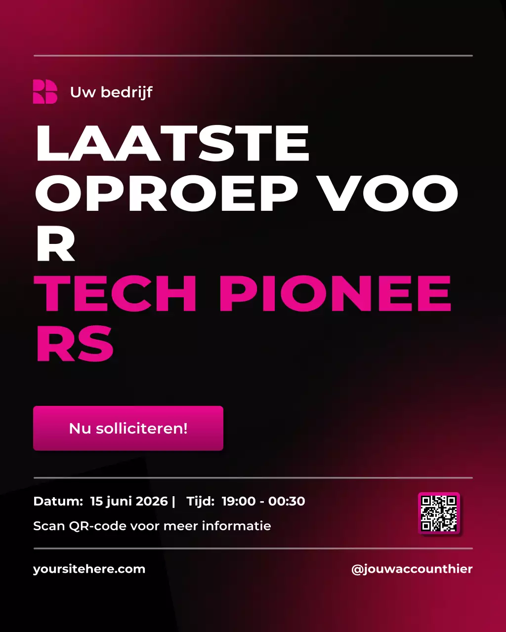 roze gewaagde tech-evenementaankondiging