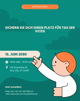 Moderne illustrierte Steuerankündigung in Blaugrün und Creme