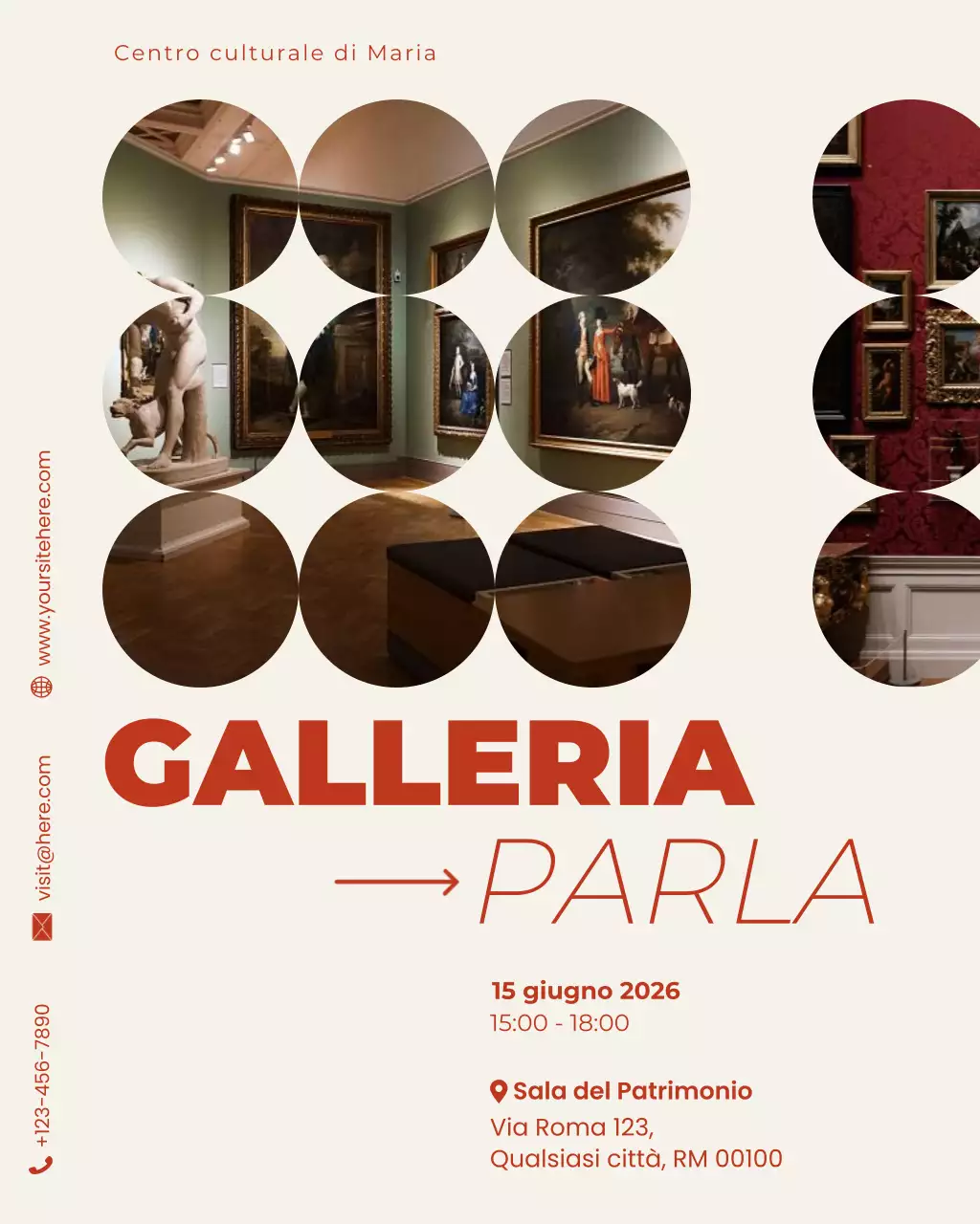 annuncio mostra arte moderna beige e rossa post instagram