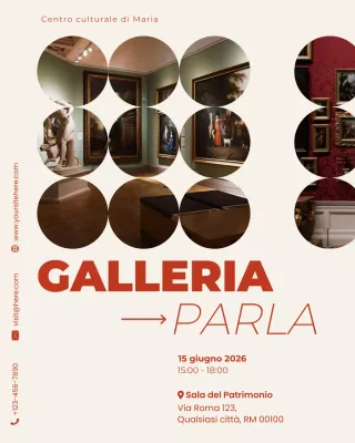 annuncio mostra arte moderna beige e rossa post instagram