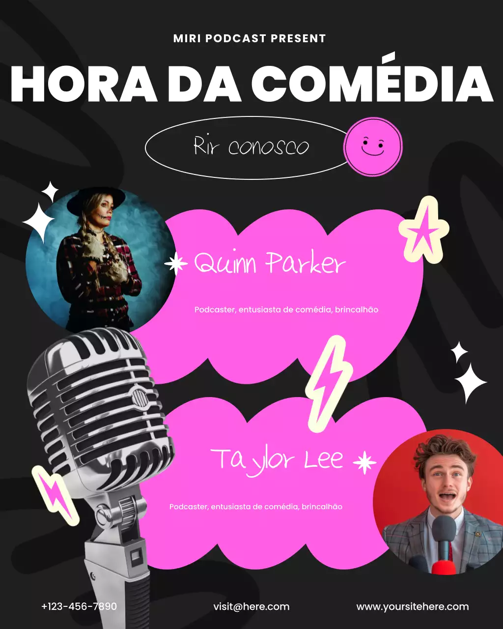capa de podcast moderna preta e rosa promoção instagram post