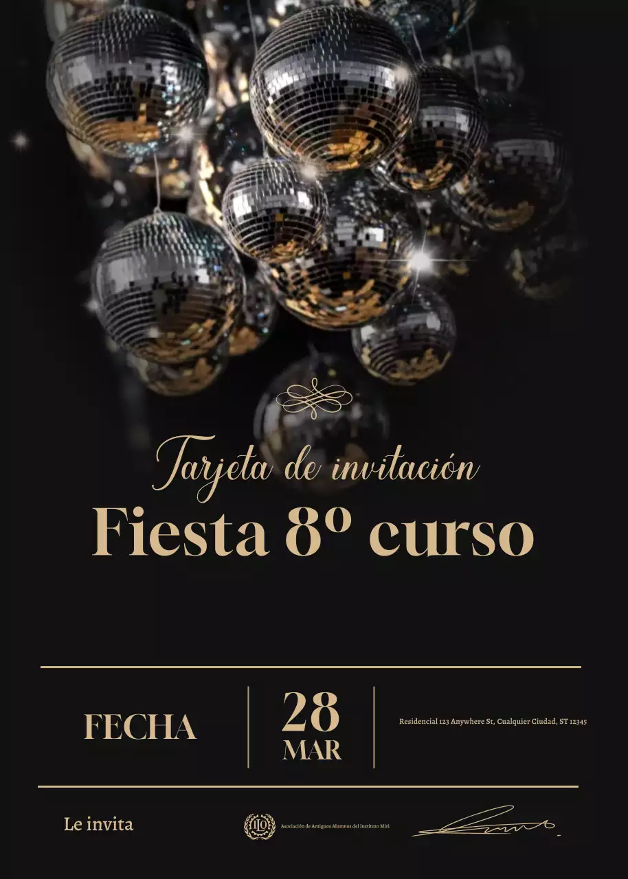 Tarjeta de invitación para fiesta de club de lujo en oro negro