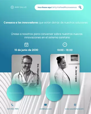 Publicación de Instagram para anunciar un evento de atención médica moderno con degradado verde azulado.