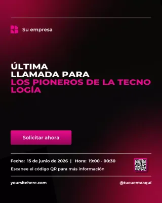 Anuncio de evento tecnológico en rosa intenso