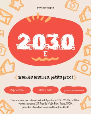 Promotion d'événement de vente de garage dessinée à la main beige orange