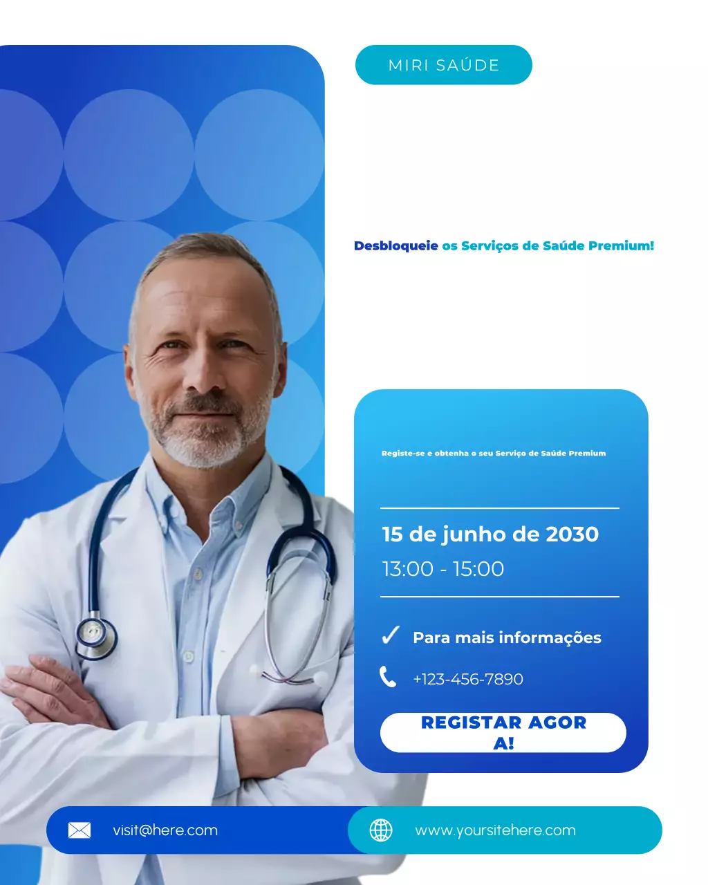 postagem no instagram de promoção de saúde moderna em gradiente azul