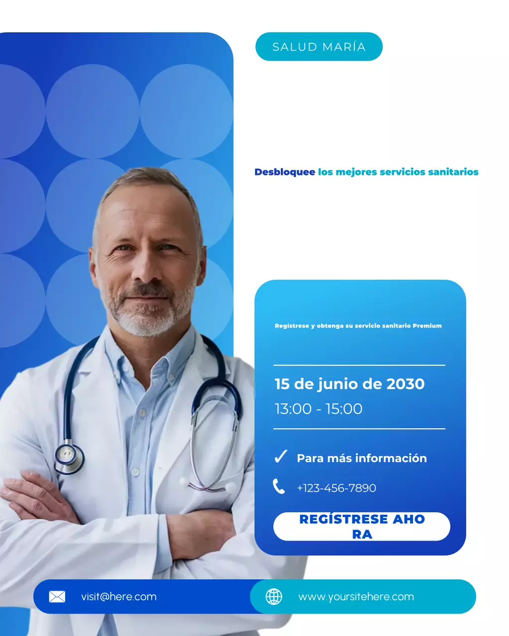Publicación de Instagram de promoción de atención médica moderna con degradado azul