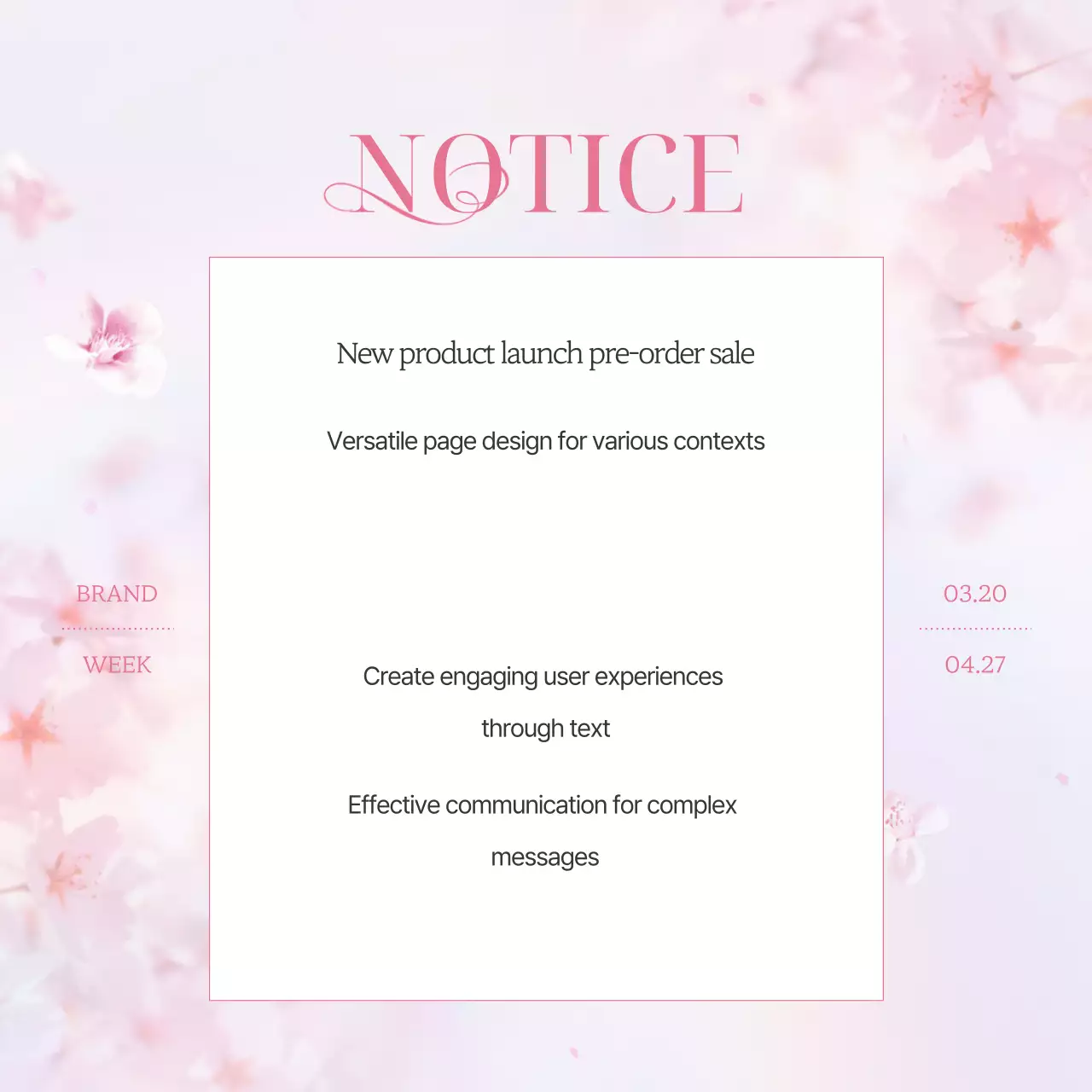 Promoção de marketing da marca Pink Clean Spring Cherry Blossom