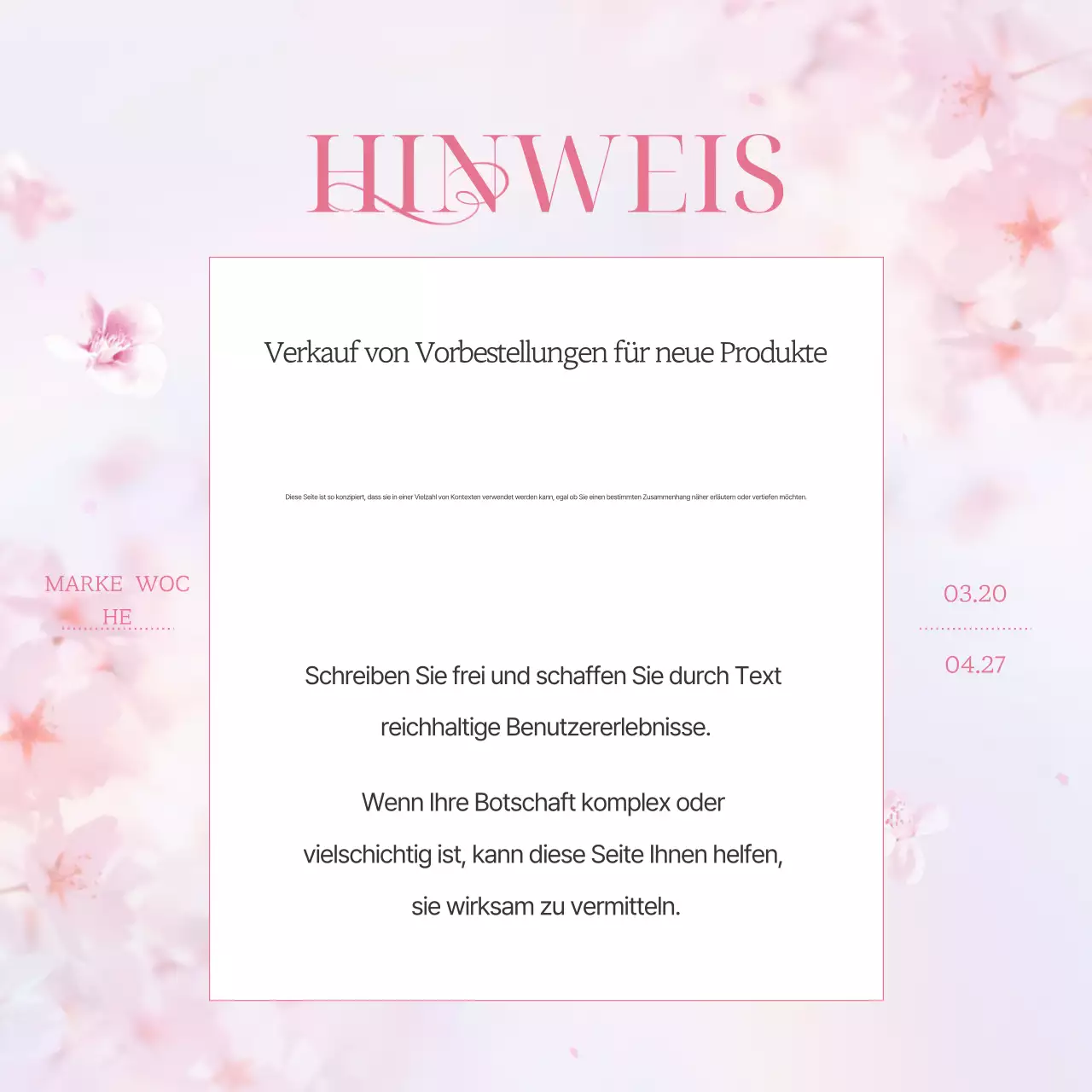 Marketingaktion für die Marke Pink Clean Spring Cherry Blossom